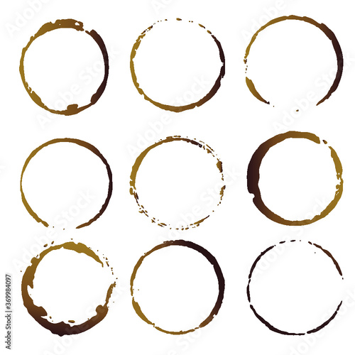 Vector coffee cup stains, Isolated On White Background, tea ring stamps Illustration