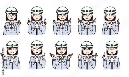 Woman business work construction set
