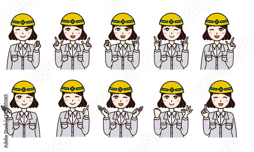 Woman business work construction set