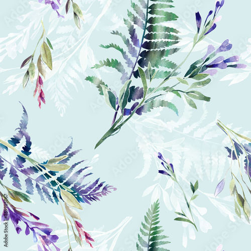 Summer Flowers Seamless Pattern. Watercolor Illustration.