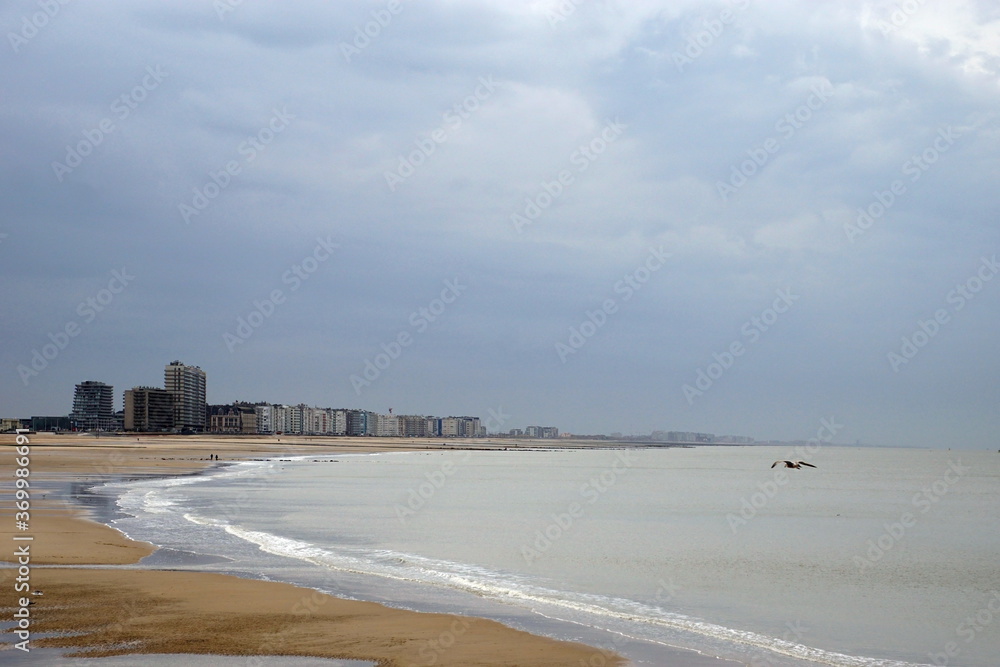 The Southward view of the beach at Ostend, Belgium 