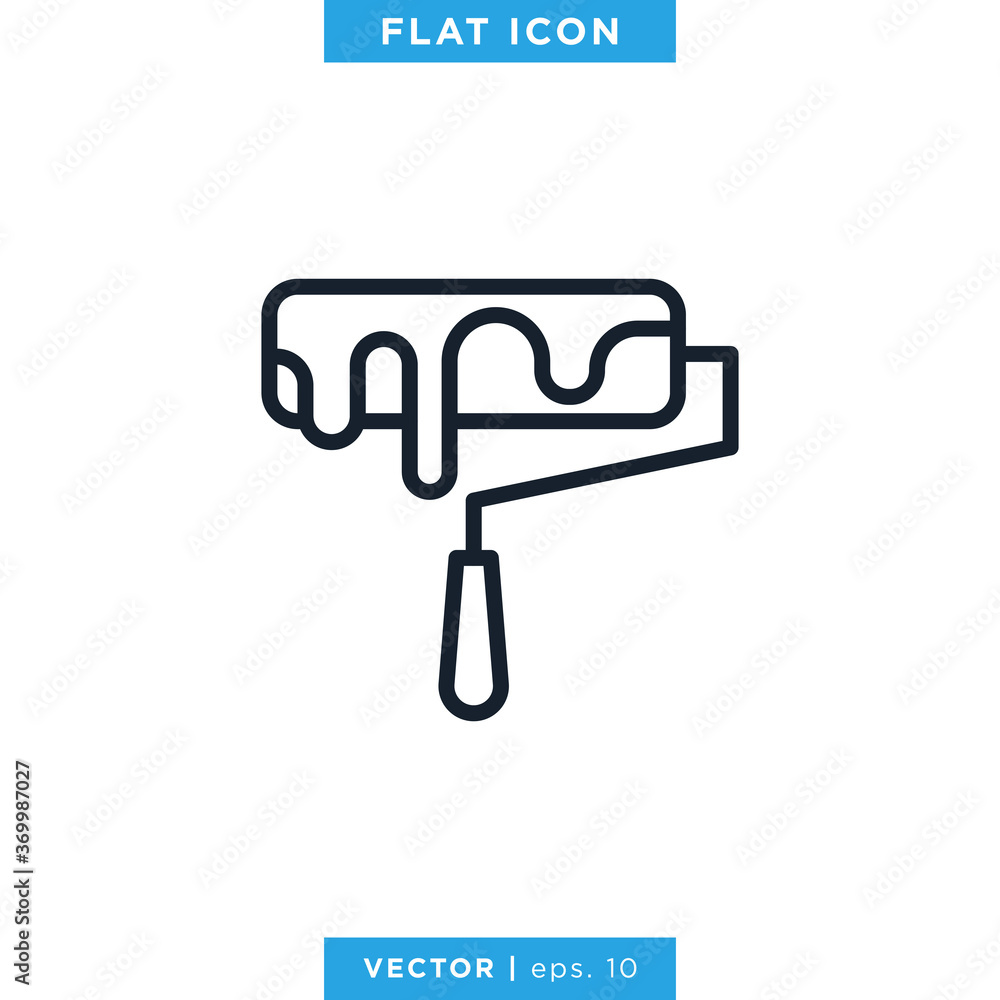 Paint Roller Icon Vector Design Template. Editable Stroke Paint Roller Icon Vector Design Template. Editable Stroke