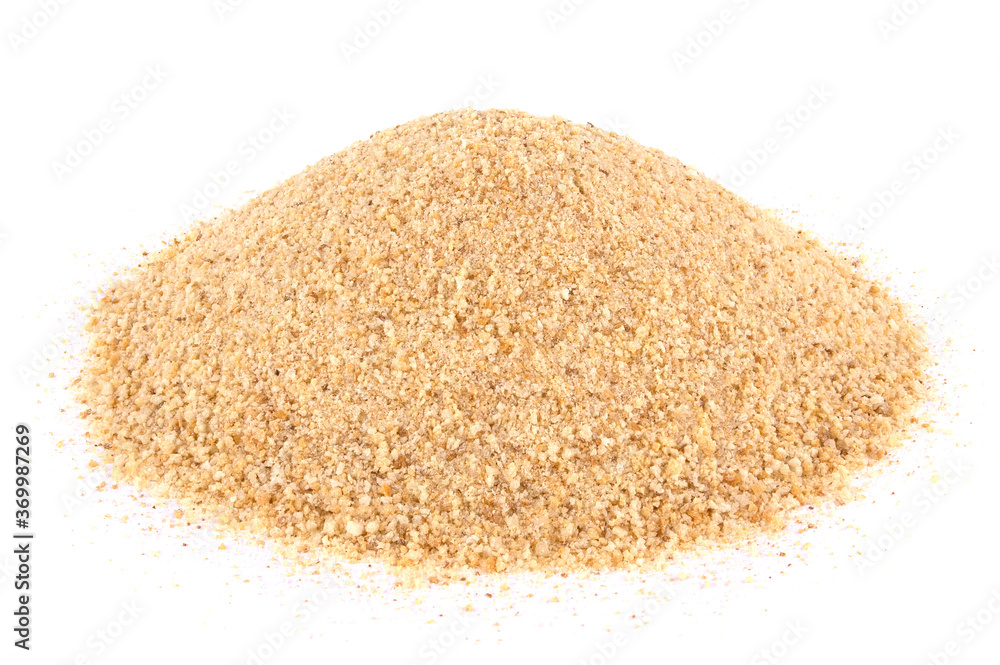 Pile of breadcrumbs isolated on white Pile of breadcrumbs isolated on white