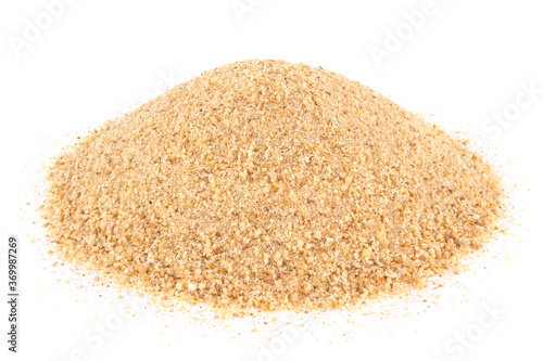 Pile of breadcrumbs isolated on white