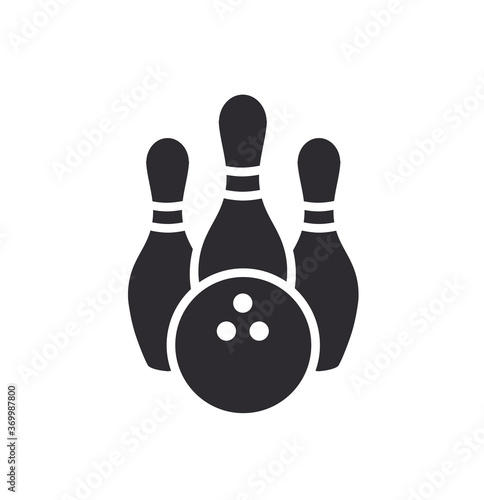 Sport icon. Bowling game. Bowling ball and pin icon. Simple icon skittles with ball. Logo template. Bowling club, tournaments. Vector icon. Simple skittle. Bowling skittle. Transparent background.