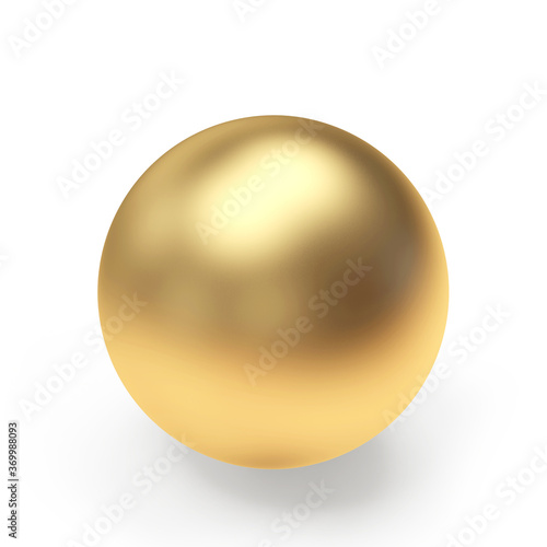 One golden ball or sphere isolated on a white background close-up. 3D illustration