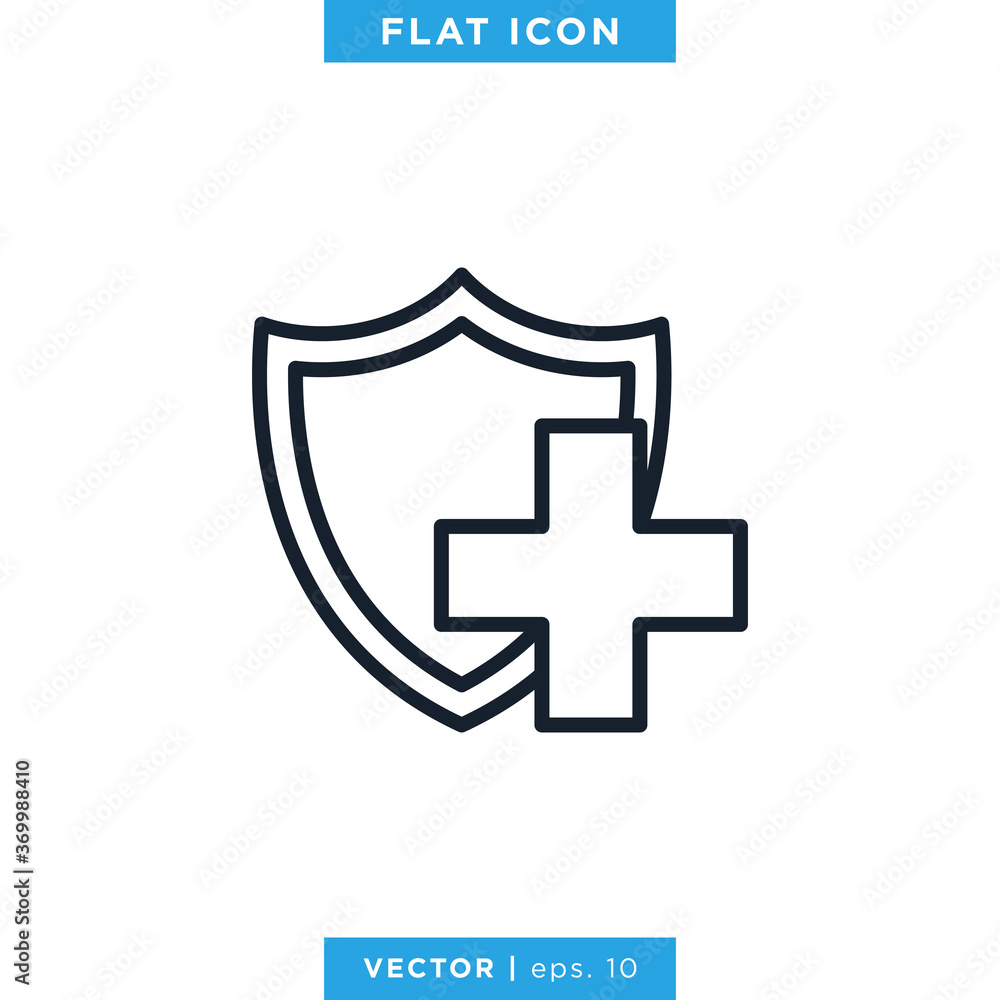 Obraz premium Health Protection Icon Vector Design Template. Medical Cross and Shield Line Symbol. Editable Stroke.