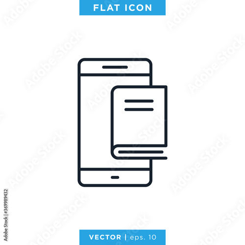 Digital Book Icon Vector Design Template. Editable Stroke.