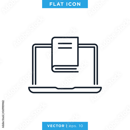 Digital Book Icon Vector Design Template. Editable Stroke.