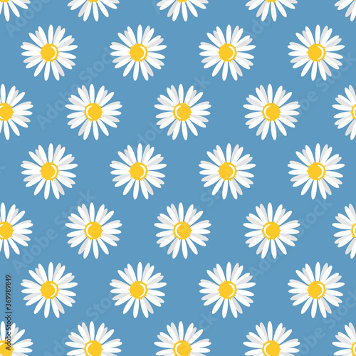 Seamless pattern with chamomiles flower.