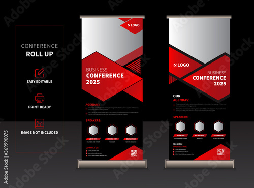 Corporate roll up or X banner design template. Roll up banner stand. Vector
