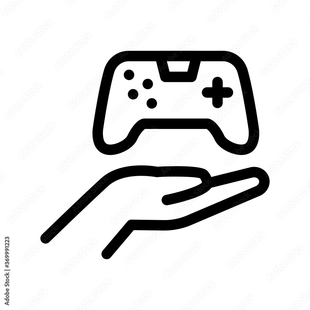 hand hold game joystick icon vector. hand hold game joystick sign. isolated contour symbol illustration hand hold game joystick icon vector. hand hold game joystick sign. isolated contour symbol illustration