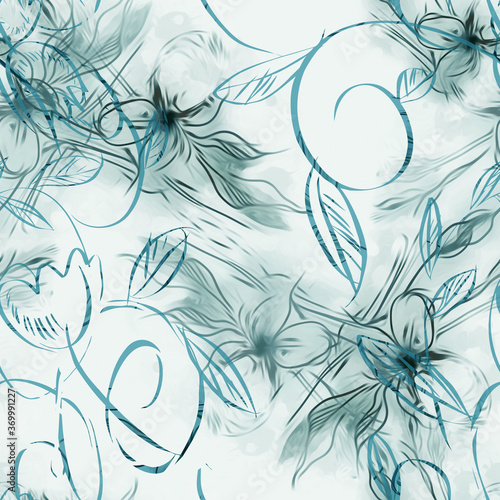 Floral Seamless Pattern. Watercolor Background. Hand Painted Illustration.