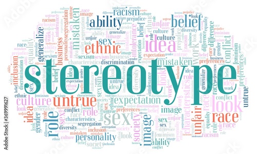 Stereotype word cloud isolated on a white background