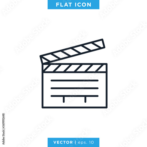 Clapperboard icon vector design template. Editable stroke.