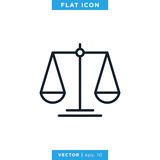 Scale of justice icon vector design template. Editable stroke.