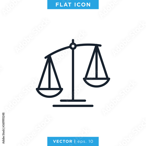 Scale of justice icon vector design template. Editable stroke.