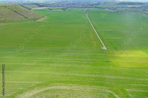 Aerial view of the fields at Mere in Wiltshire 