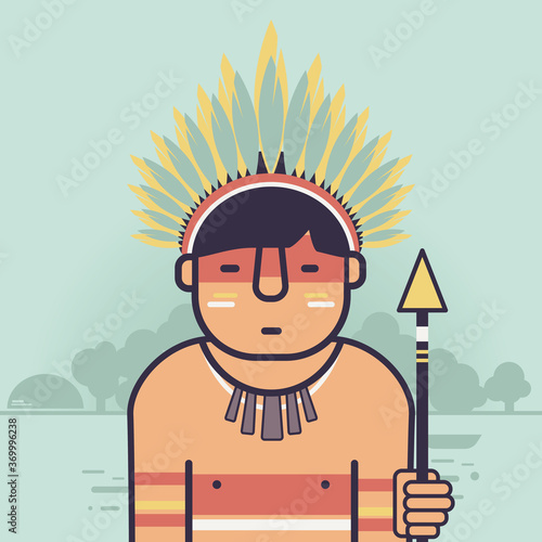 Native Brazilian, indian icon. Amazon