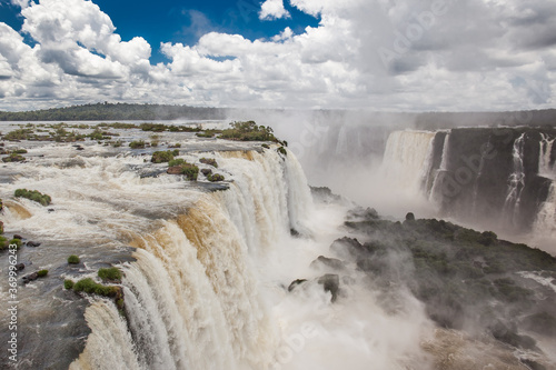 Tourists at Iguassu Falls at Iguassu National Park, World Natural Heritage Site by UNESCO
