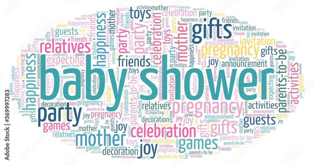 Fototapeta premium Baby shower word cloud isolated on a white background