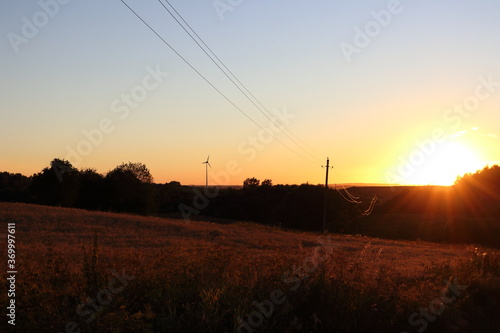 Wind turbine. Electricity cables