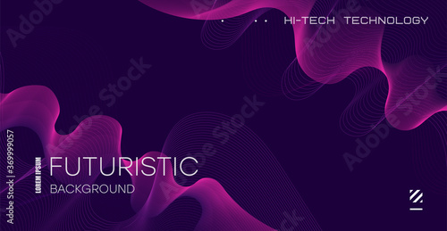 Colorful Wavy Particles Surface Background. Dark glow banners with color waves.