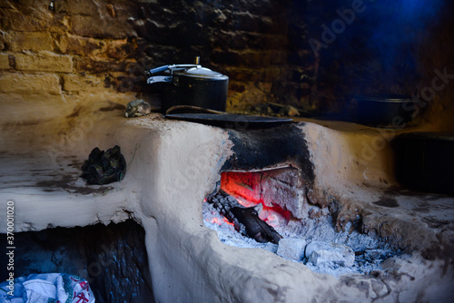 Kitchen of Traditional Indian roadside Food joint (Dhaba) photo