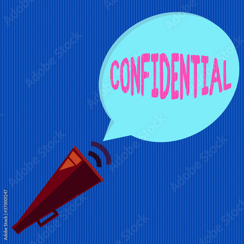 Word writing text Confidential. Business photo showcasing containing an individualal information whose unauthorized disclosure Piped Megaphone with Sound Effect icon and Blank Halftone Speech Bubble photo