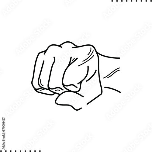 Fist and fight vector icon in outlines