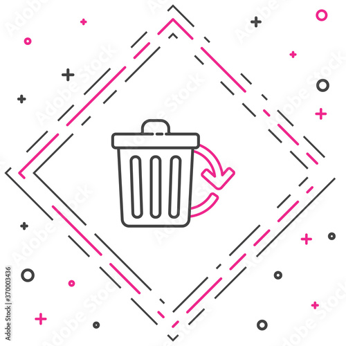 Line Recycle bin with recycle symbol icon isolated on white background. Trash can icon. Garbage bin sign. Recycle basket sign. Colorful outline concept. Vector Illustration.