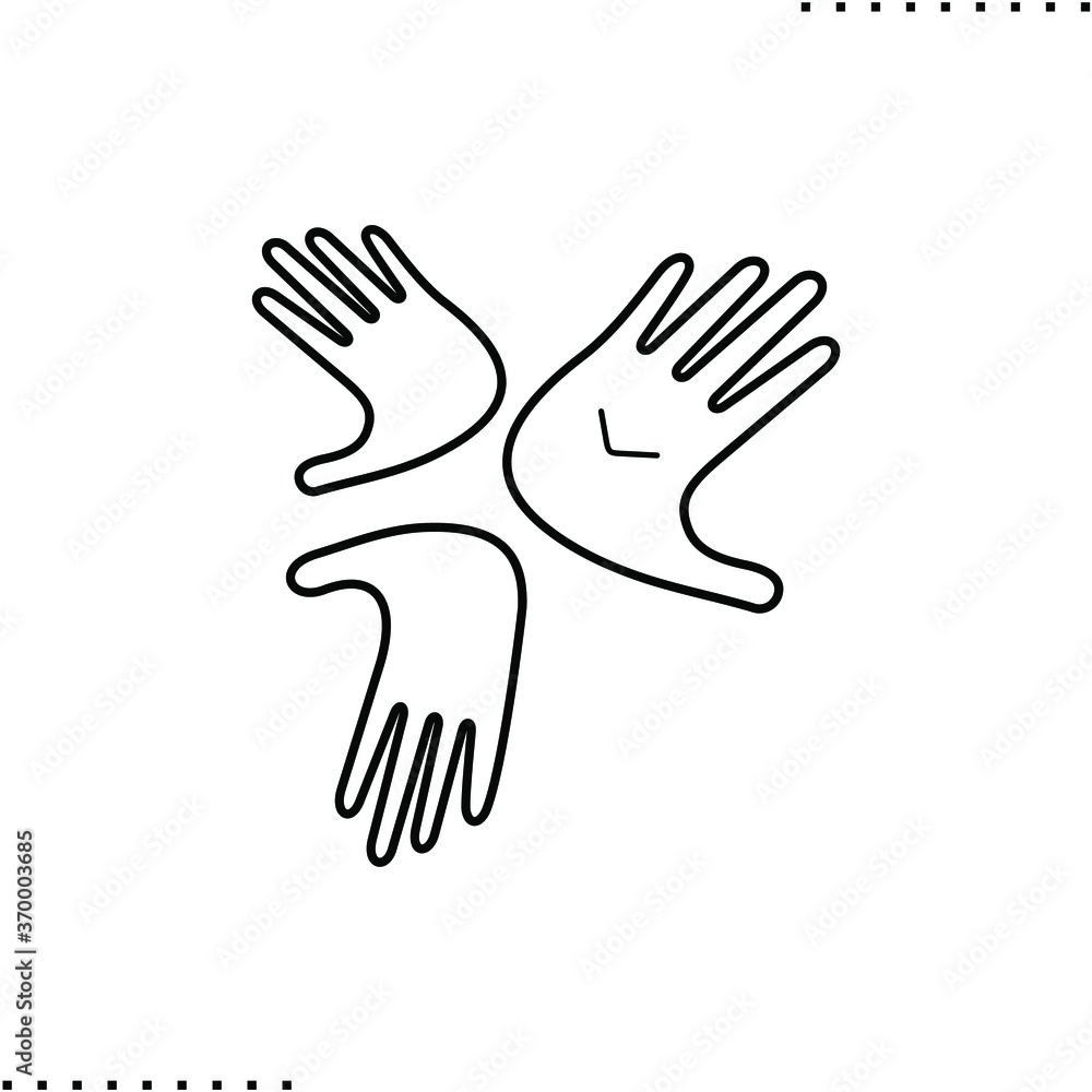 three open palms, family vector icon in outlines three open palms, family vector icon in outlines