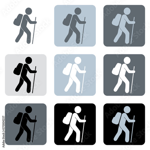Hiking icon illustration set