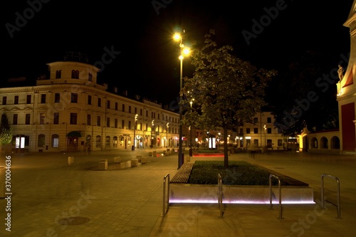 City at night, Litewski Square in Lublin.