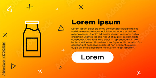 Line Closed glass bottle with milk icon isolated on yellow background. Colorful outline concept. Vector Illustration.