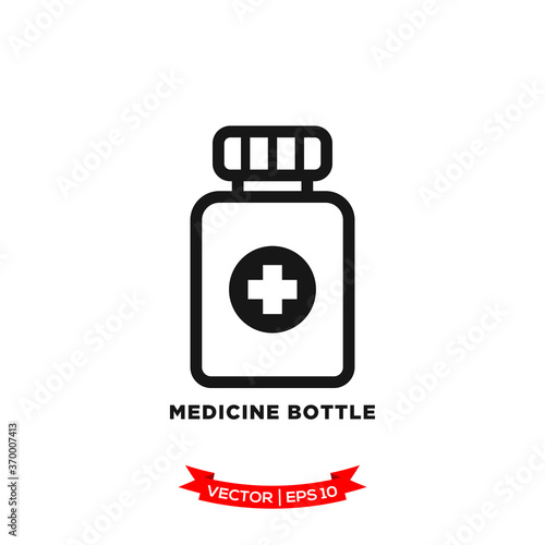 medicine bottle icon vector logo template