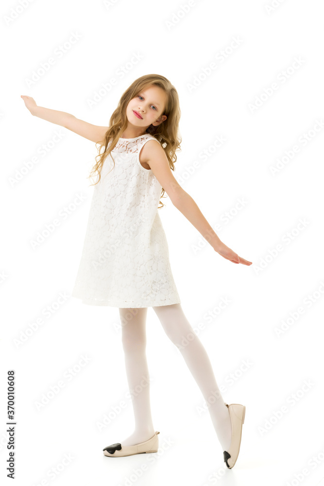 Rare View of Long Haired Girl Wearing Beautiful White Lace Dres Rare View of Long Haired Girl Wearing Beautiful White Lace Dres