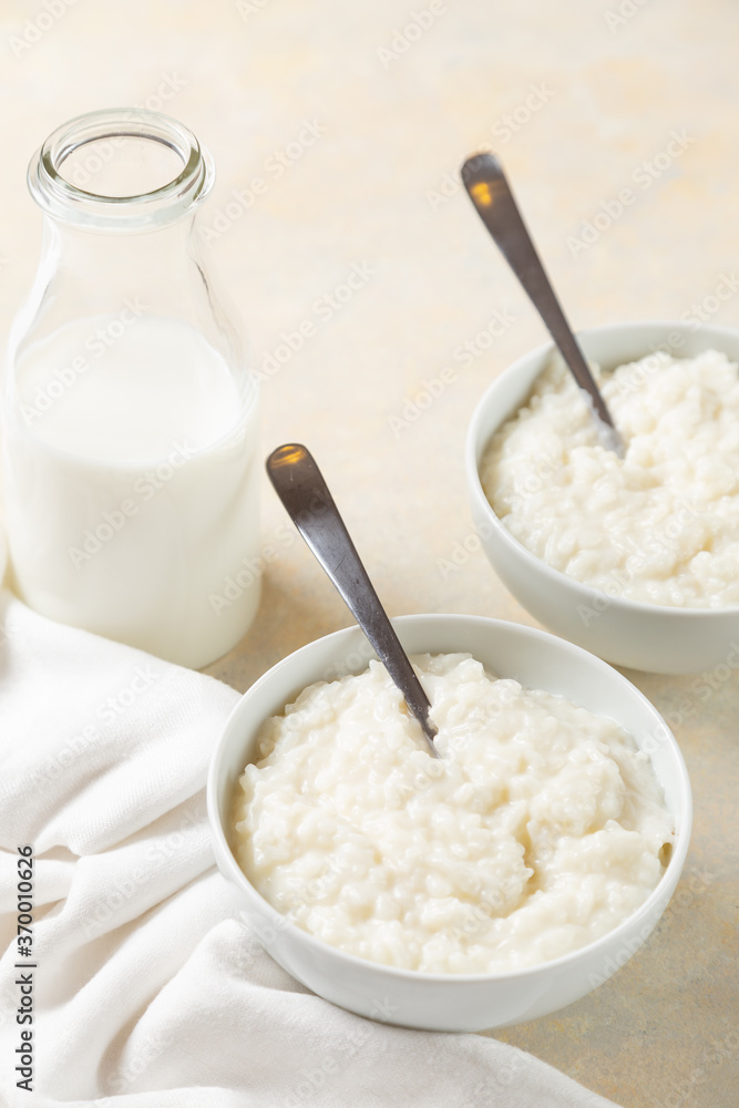 sweet rice pudding in white bowl sweet rice pudding in white bowl