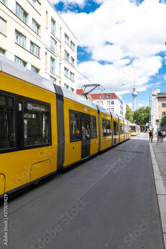 Sticker Yellow Tram in Berlin, Germany