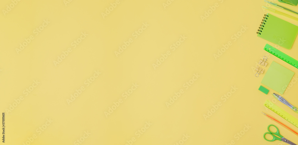custom made wallpaper toronto digitalFlat lay border with school supplies on a yellow background