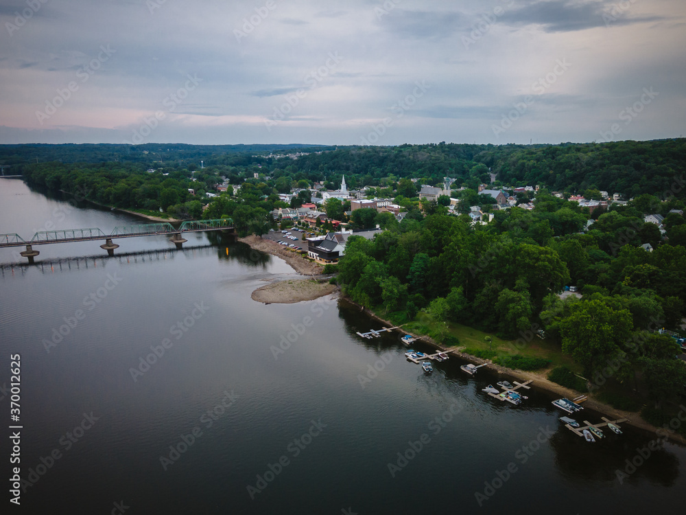 Fototapeta premium Aerial of Lambertville New Hope