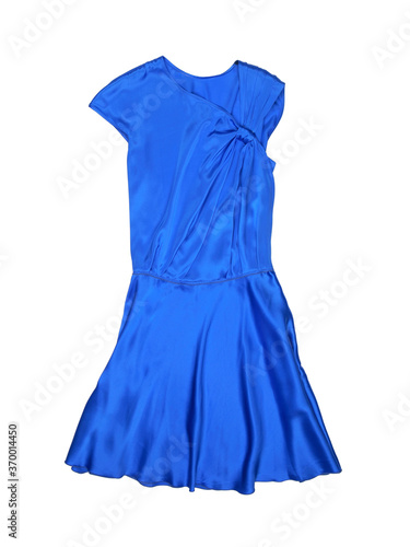 Plain blue summer dress without sleeves