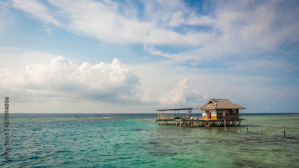 A stilt house on the tropical island of Pramuka, Thousand Islands, Indonesia