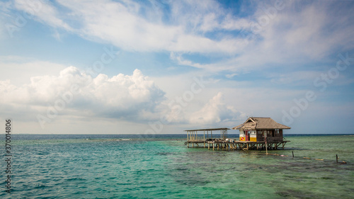 A stilt house on the tropical island of Pramuka  Thousand Islands  Indonesia