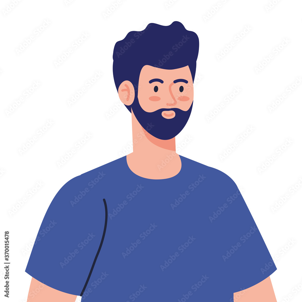 young man with beard on white background vector illustration design