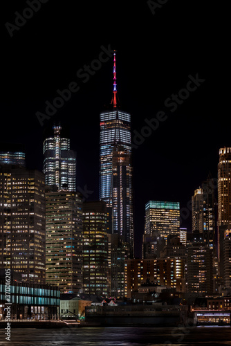 The New York City Freedom Tower at night