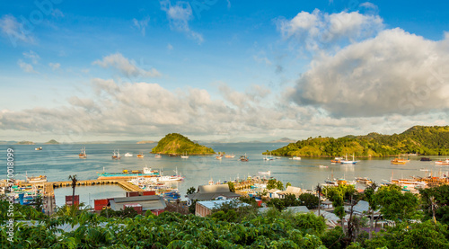 A view over the town of Labuan Bajo and harbour in the morning, Indonesia photo