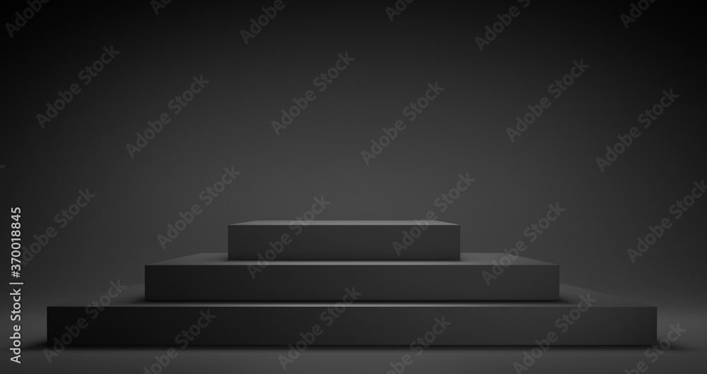 Fototapeta premium Abstract geometric black background podium - 3d illustration