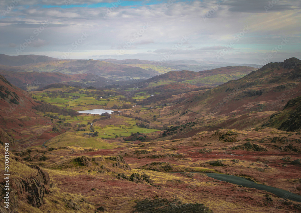 A view from Wrynose Pass the lake district Cumbria A view from Wrynose Pass the lake district Cumbria