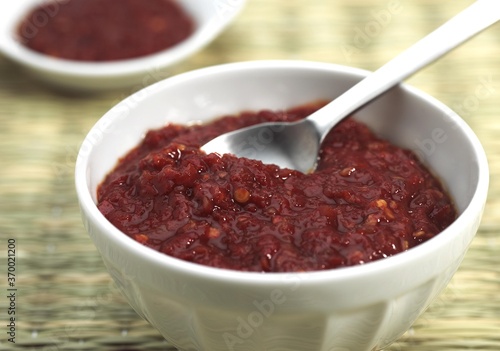 Harissa, Chili Sauce made with Chili Pepper, Condiment from North Africa